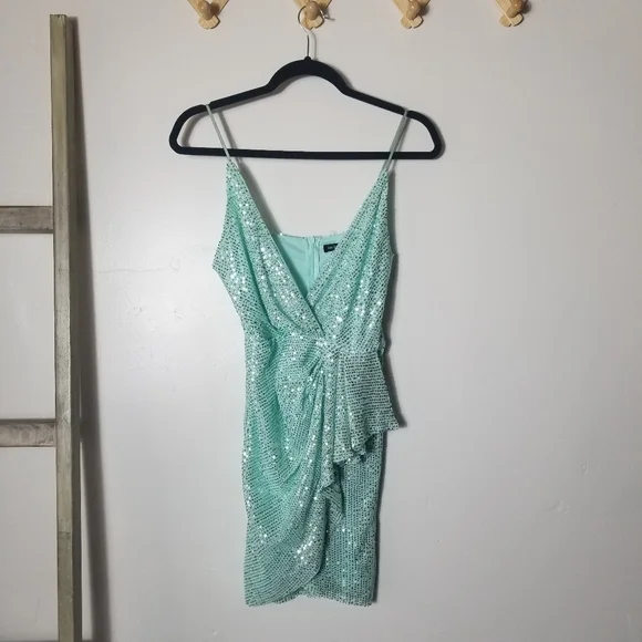 green emerald velvet dress Light Green Pretty Sequin Dress with Corset Bodice – Designer Sequin G –  WonderlandByLilian main image 0